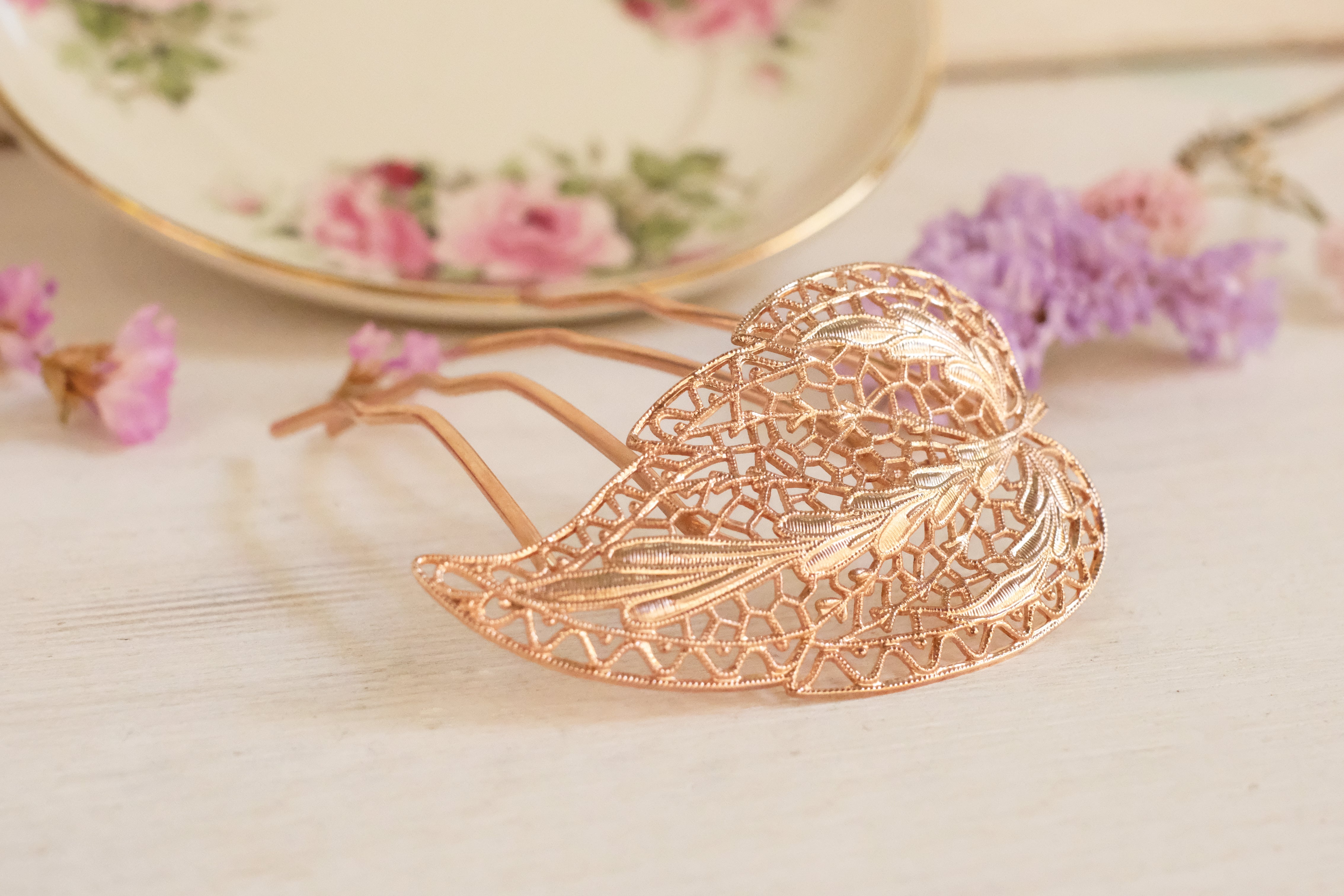 leaf, hair fork, gold plated, silver plated, rose gold, fairy, hair, jewelry 