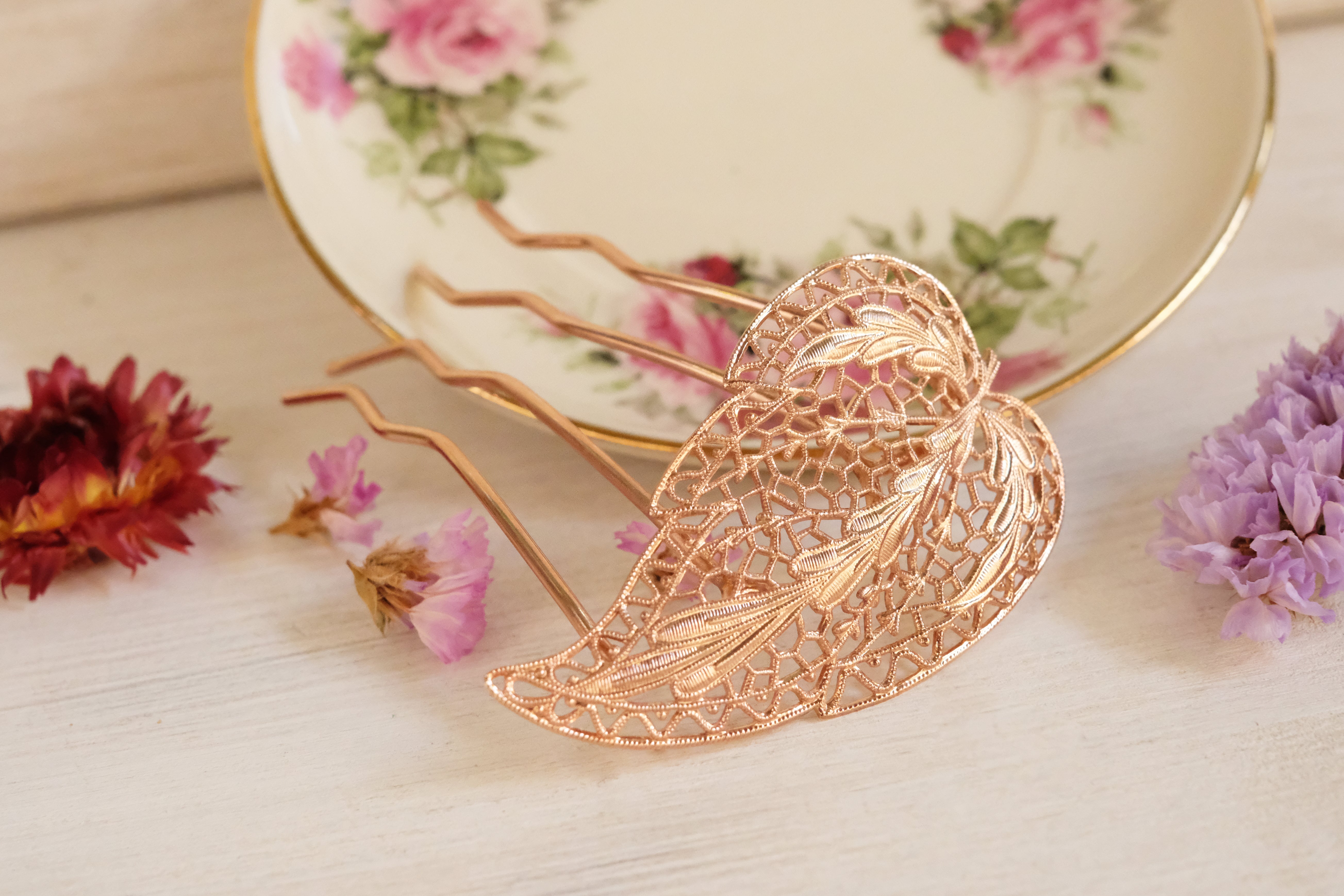 leaf, hair fork, gold plated, silver plated, rose gold, fairy, hair, jewelry 