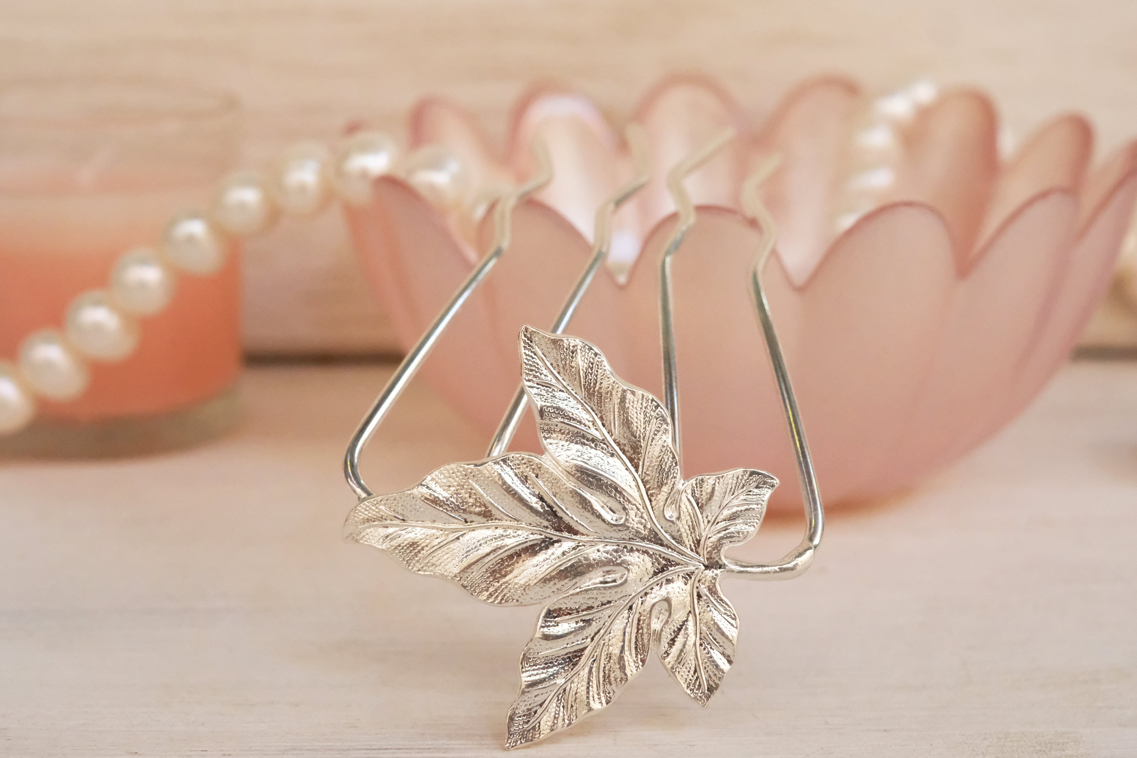 maple leaf, hair fork, gold plated, rose gold, silver plated, fairy. 