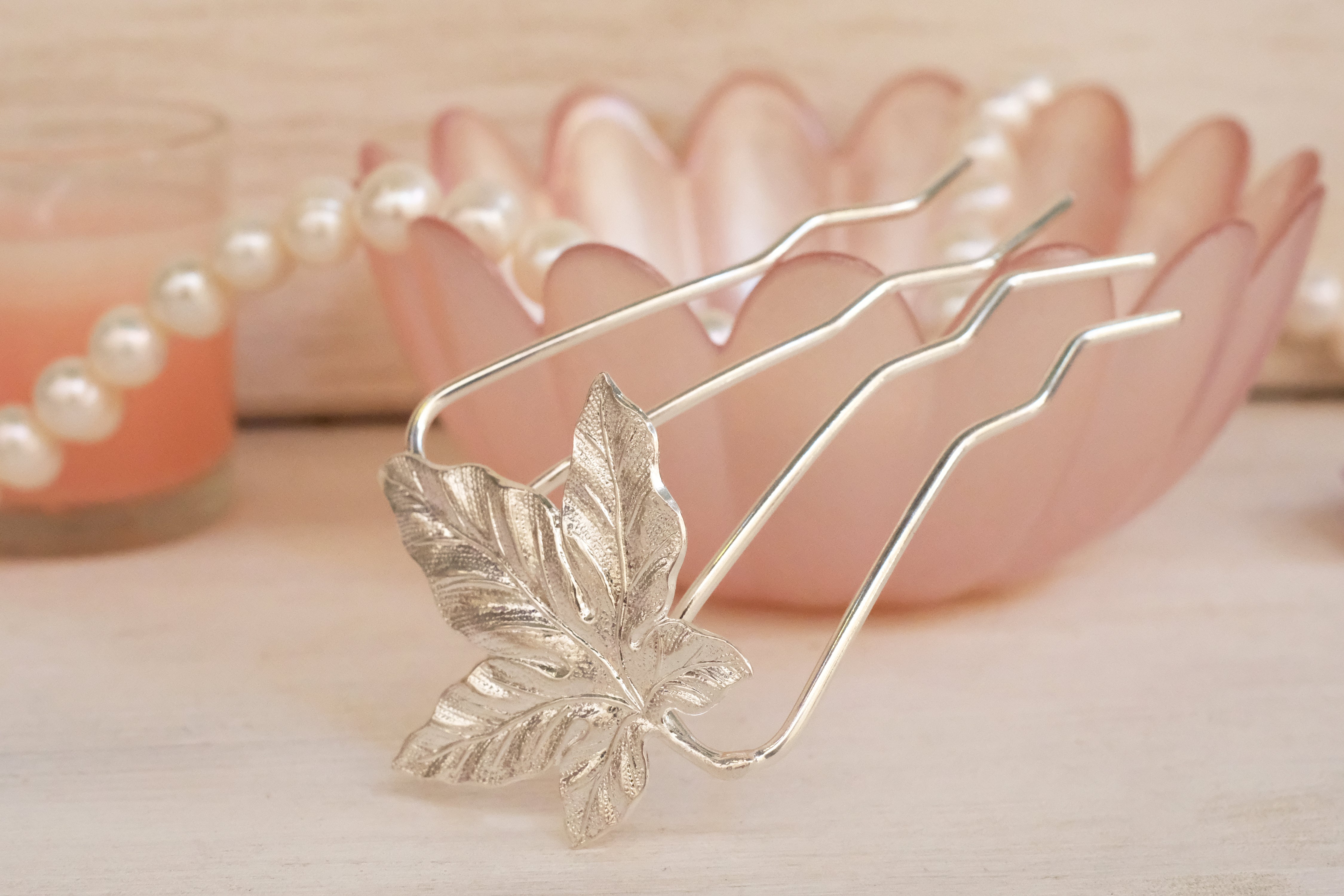 maple leaf, hair fork, gold plated, rose gold, silver plated, fairy. 