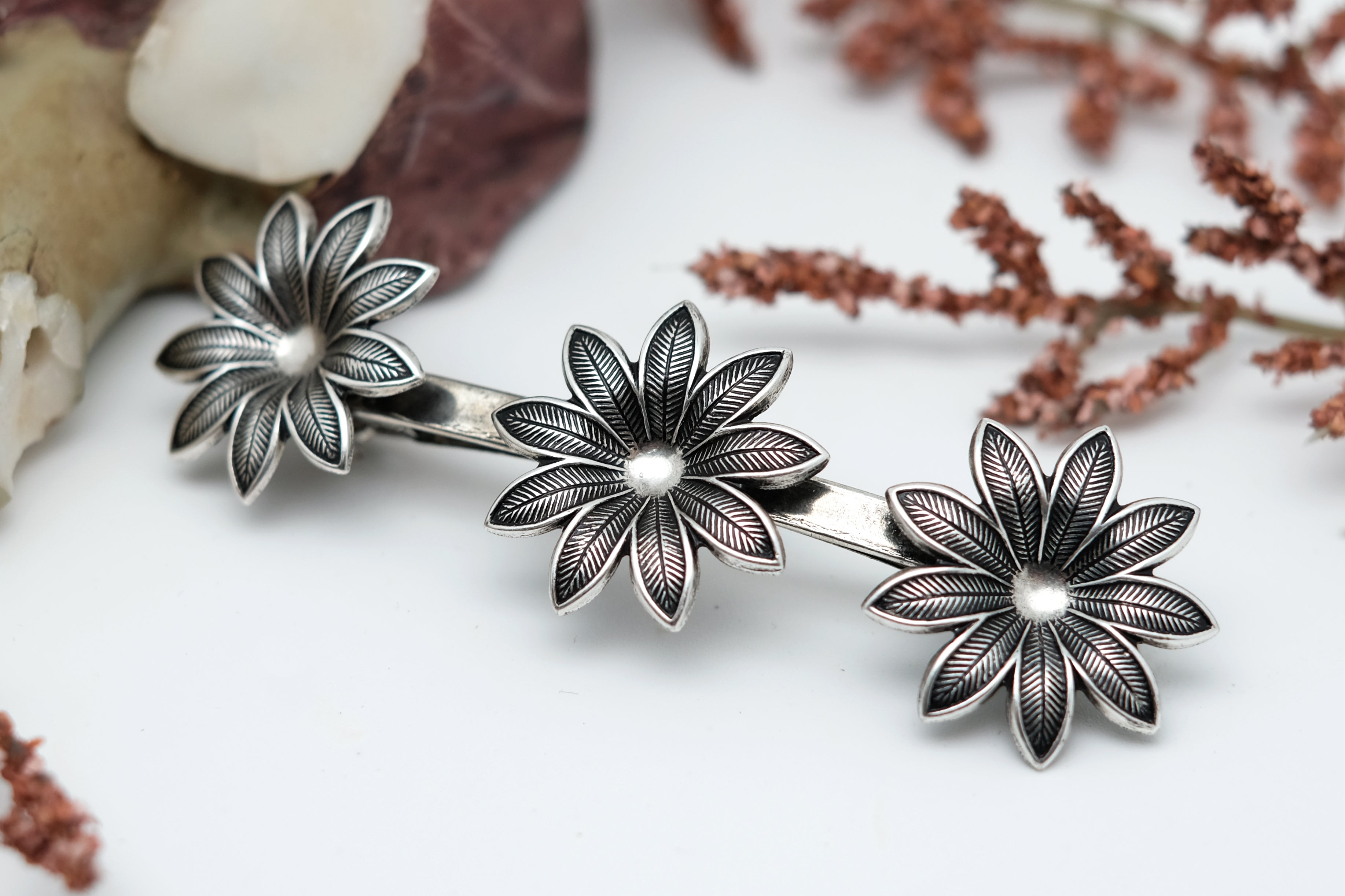 Chrysanthemum Trio | Thin Barrette