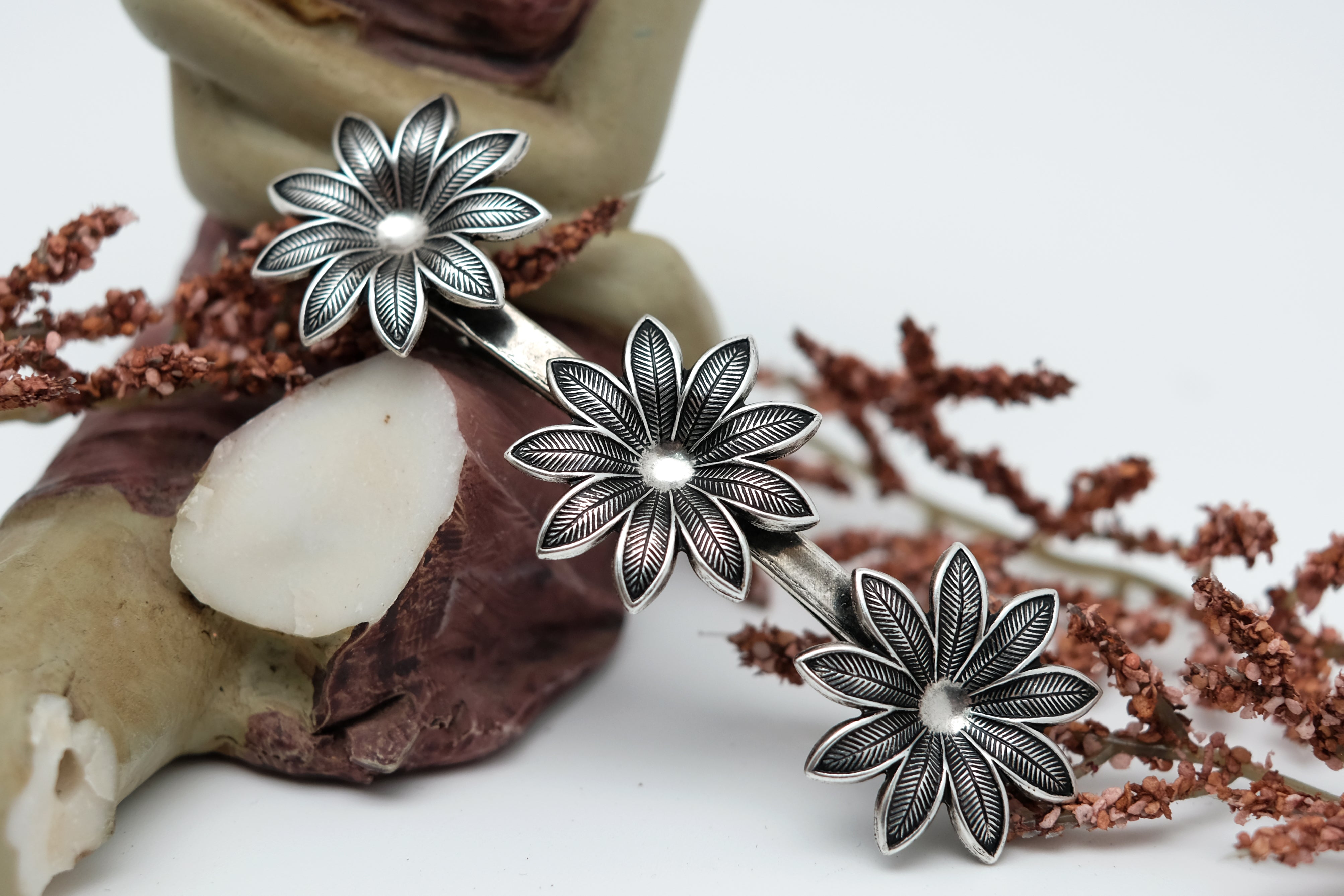 Chrysanthemum Trio | Thin Barrette