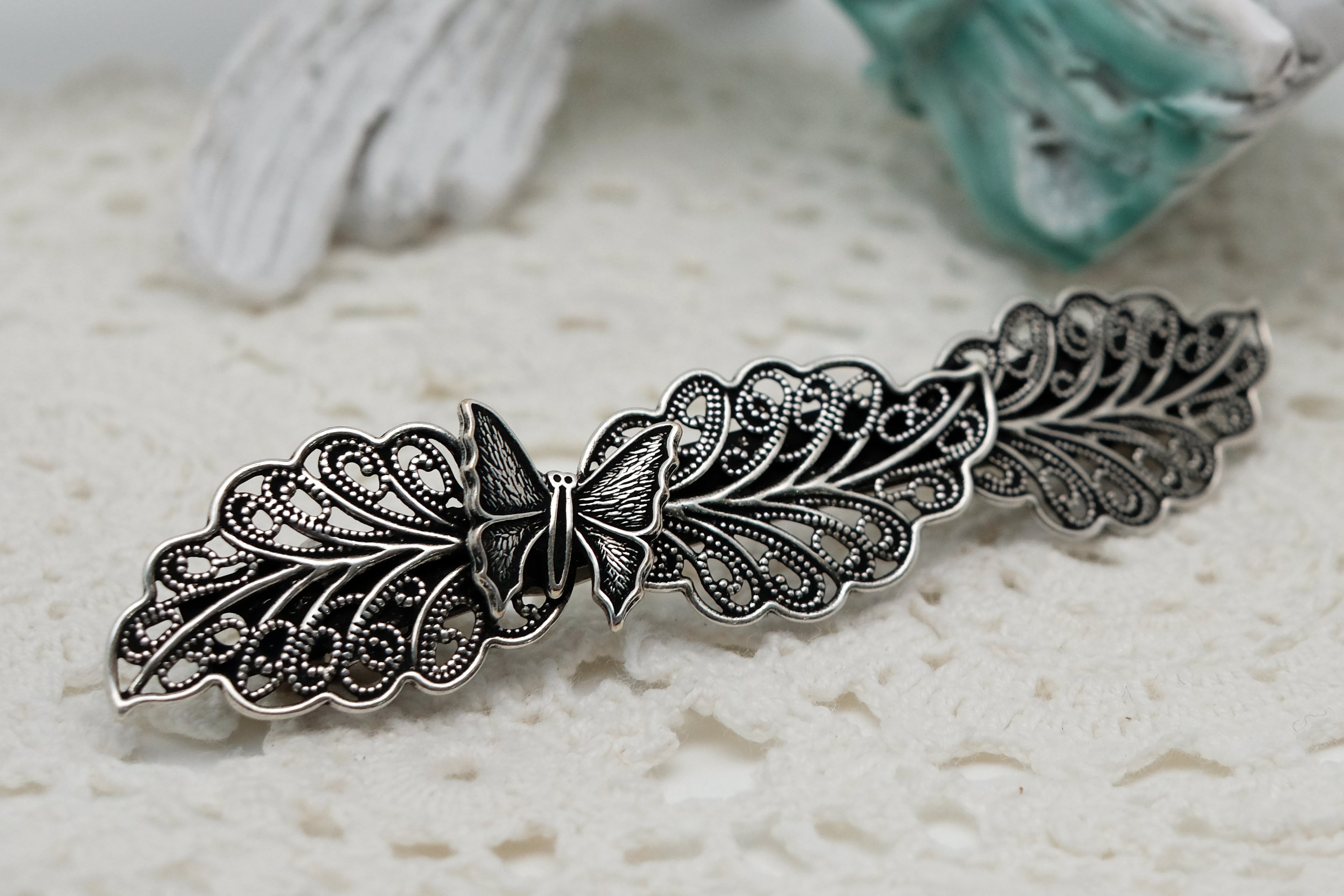 Butterflies and Leaf | Thin Barrette