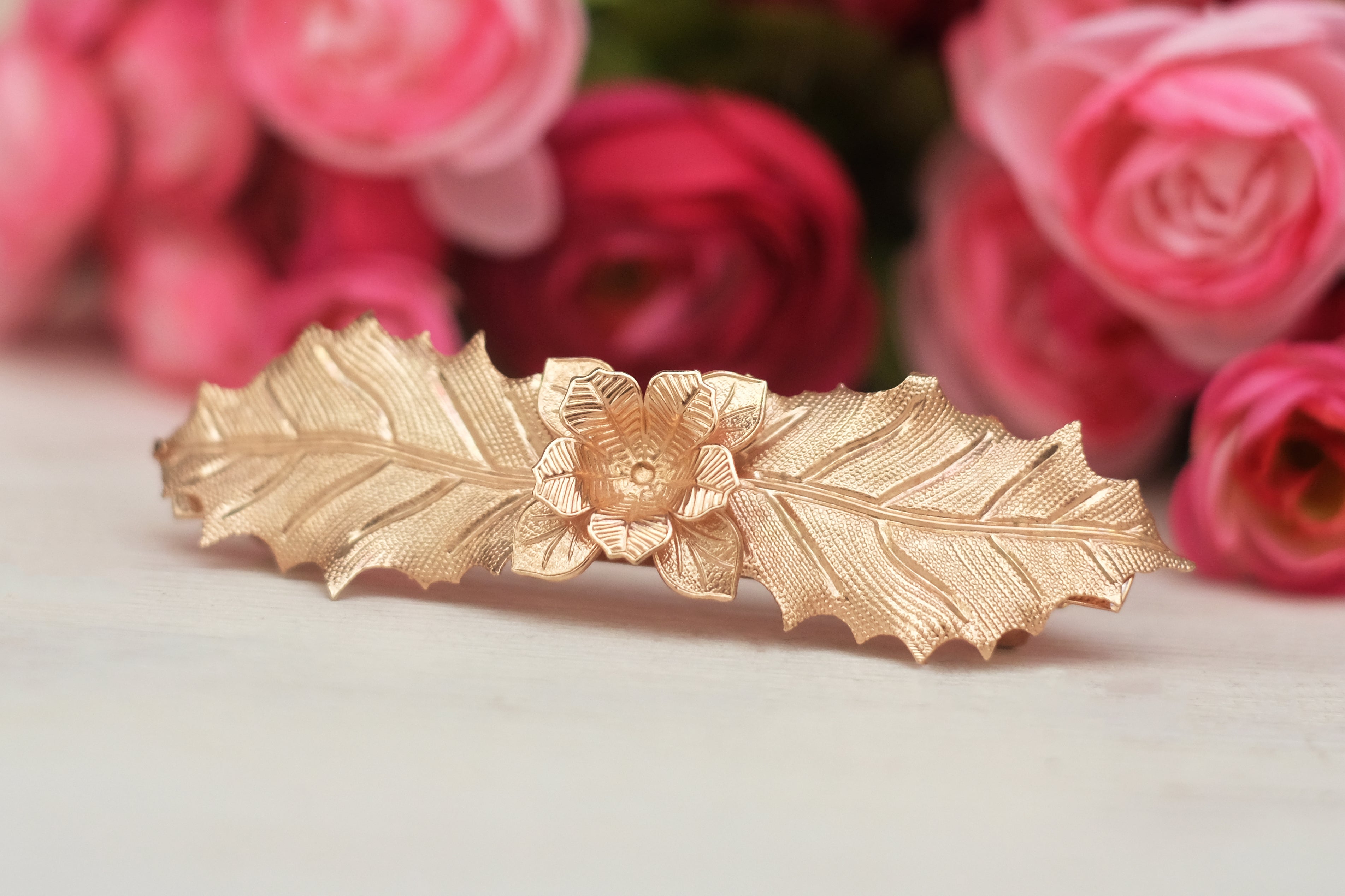 Oak Floral | Large Barrette