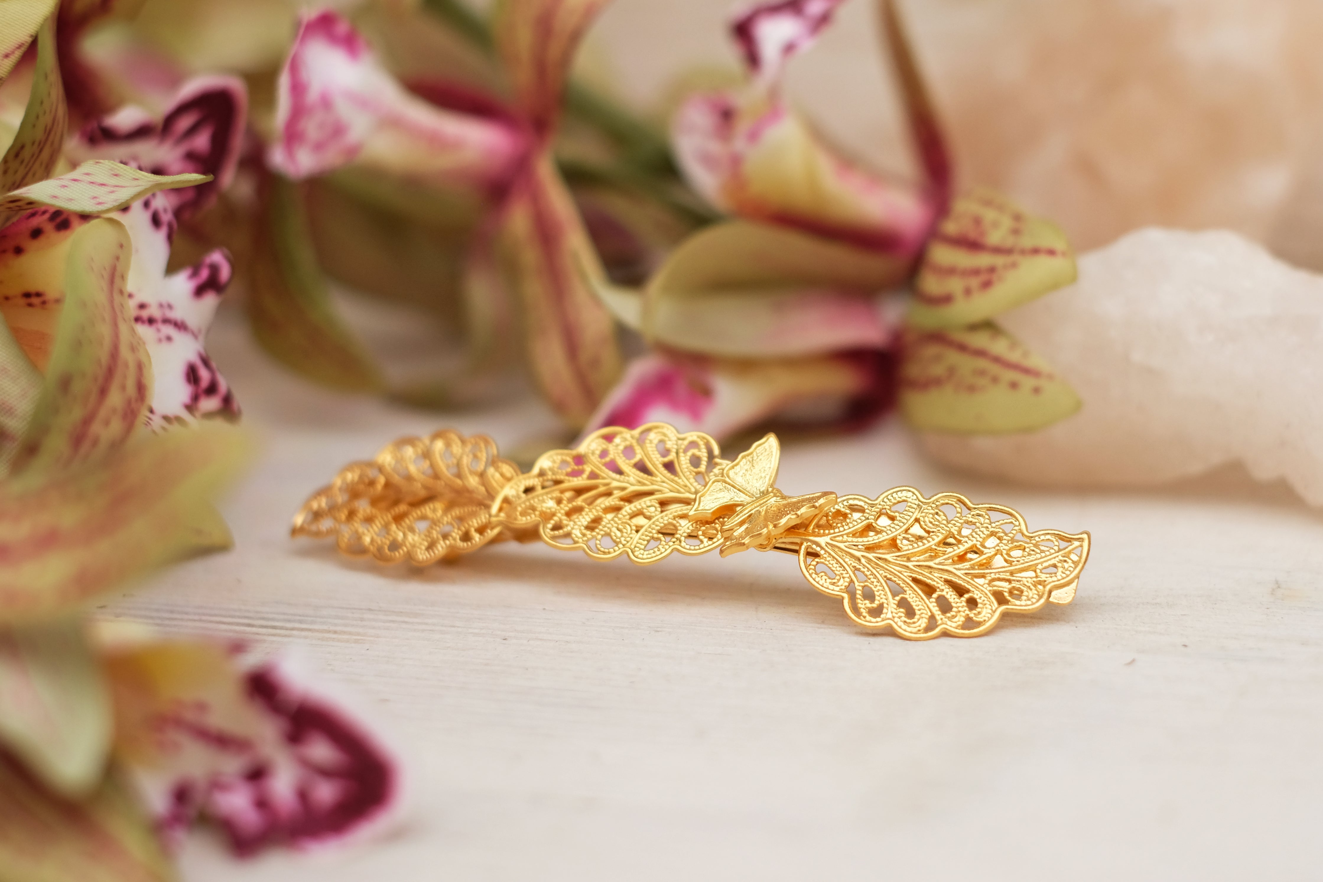 Butterflies and Leaf | Thin Barrette